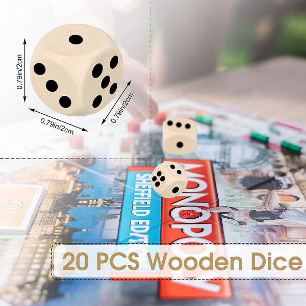 20pcs 20mm DIY Blank Plain Wooden Dice