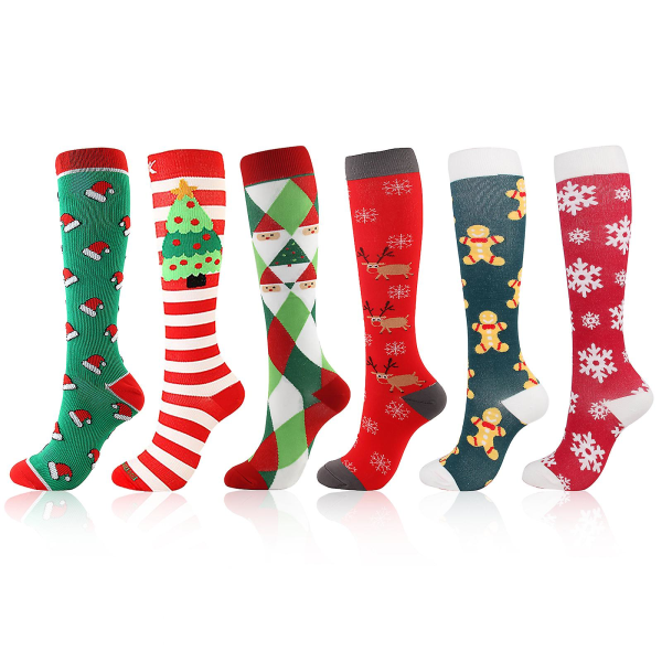 6 paria joustavat sukat Joulusukat korkeat sukat
