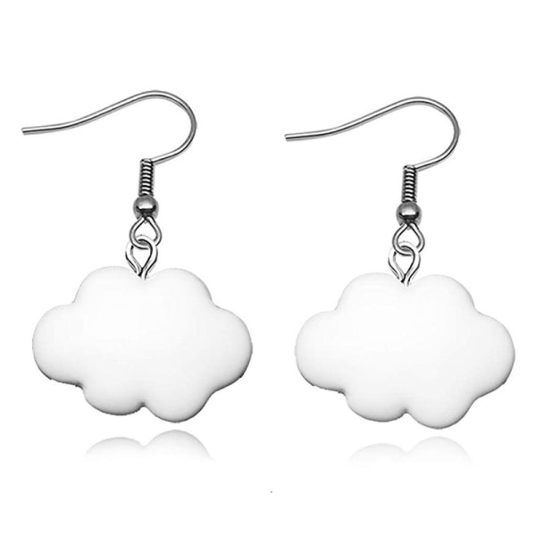 Söta vita molnörhängen för kvinnor och flickor Smycken Harts tecknade örhängen