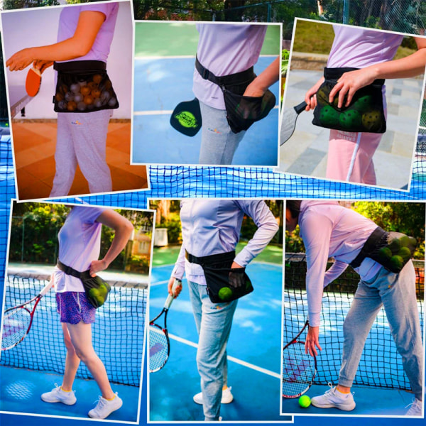 Tennis midje treningsbag, bordtennis, golfball, bærbar oppbevaringsveske, tennisball pickup bag