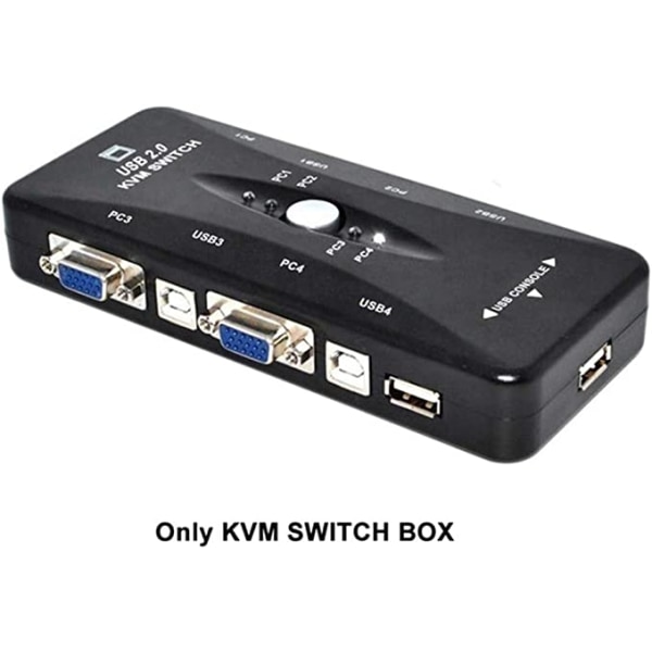 Splitter, 4-portars USB 2.0 Switch Switch Box Adapter och USB -kabel
