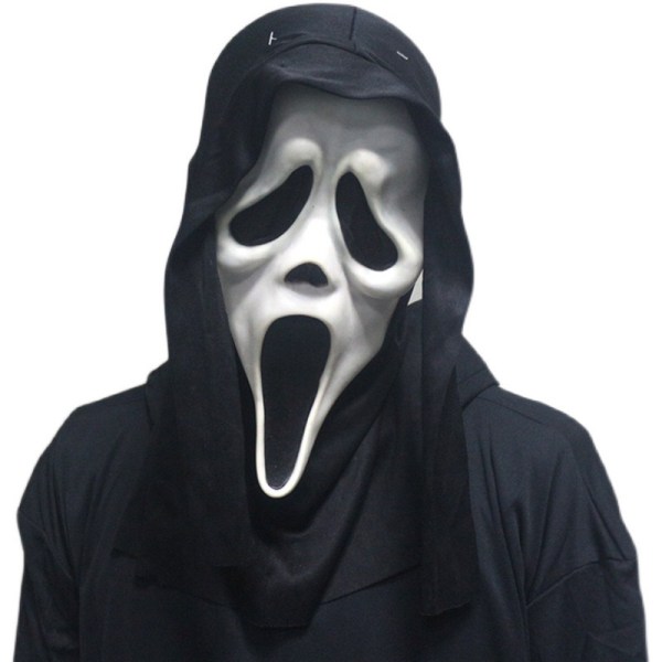 Spökansikte skrikande skräckmask, halloween killer cosplay