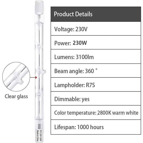 100W 118mm R7s Dimbar Halogen Flood Light Varmvit (5st)