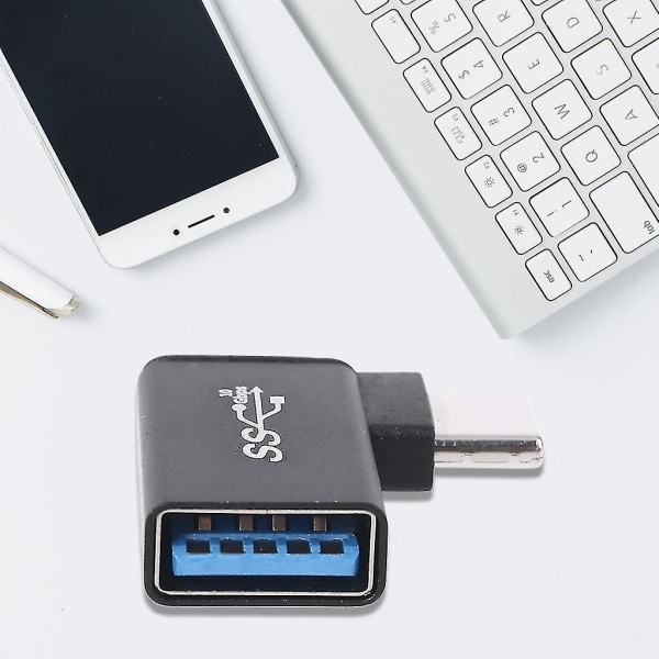 För smartphone USB A 3.0 hona till 90 grader 3.1 typ C hane-extender-omvandlare