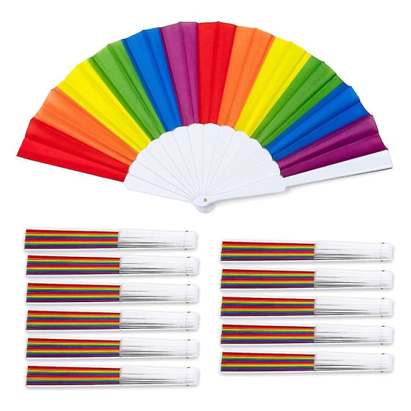 Rainbow tuulettimet, 12 kpl tuulettimet, Rainbow Lgbtq kannettavat taitettavat tuulettimet, taitettavat käsiviuhkat Juhlasisustus