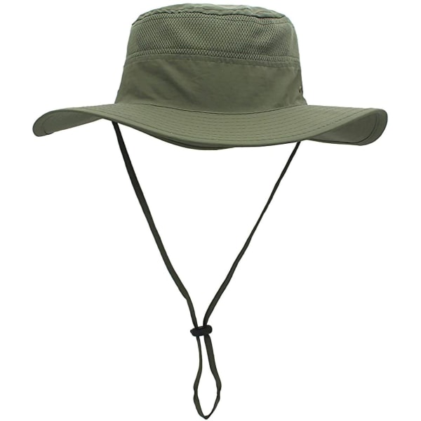 Solhatt utomhus med bred brättad Fisherman Bucket Hat för män kvinnor green
