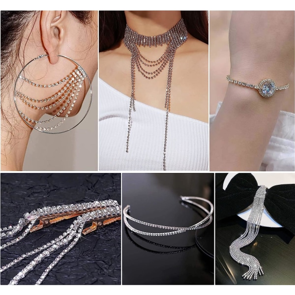 Krystal Rhinestone-kæde Klar dekorativ klokæde til gør-det-selv, syning, håndværk, smykkefremstilling
