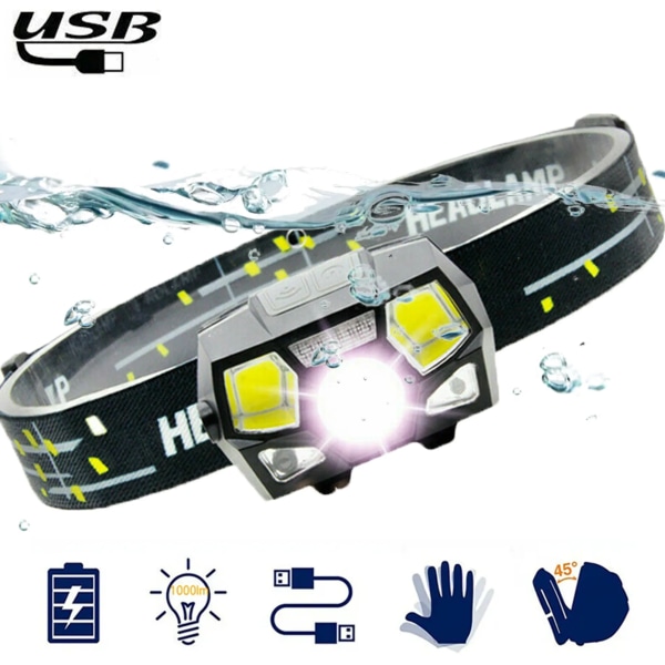 Ficklampa strålkastare, USB ultraljusa vattentäta strålkastare