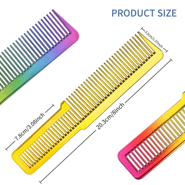2 delar Barber Clipper kammar, antistatiska - färgglada och guld