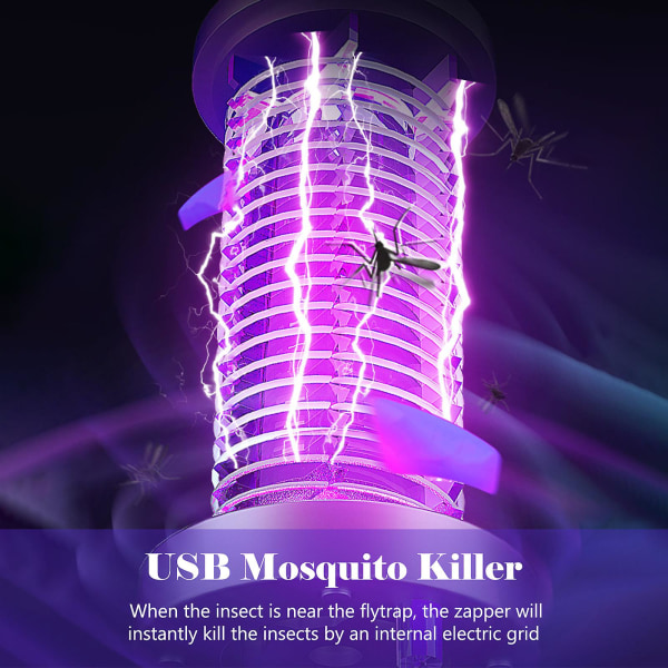 Mosquito Killer USB Hängande Bug Zapper Trap Lampa Med Varmvitt Nattljus Giftfri Elektrisk Mygglampa Insekt Mygga Attraherar Fruktflugor För