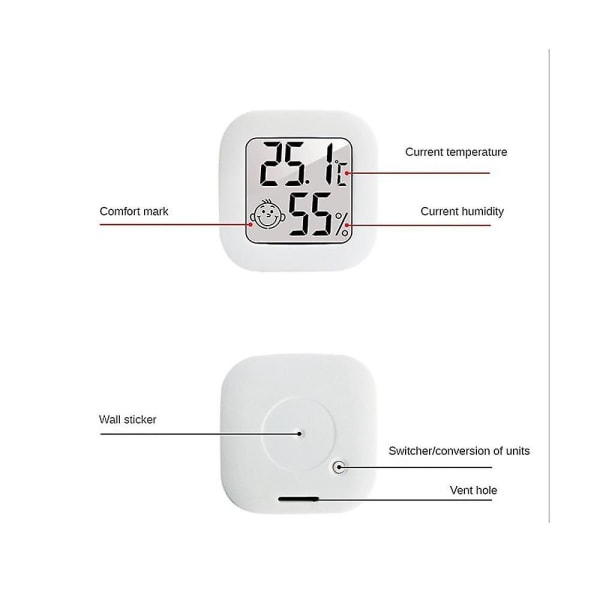 6st Mini Digital termometer Hygrometer Luftfuktighetsmätare för inomhusbruk Lcd Display Temperatursensor