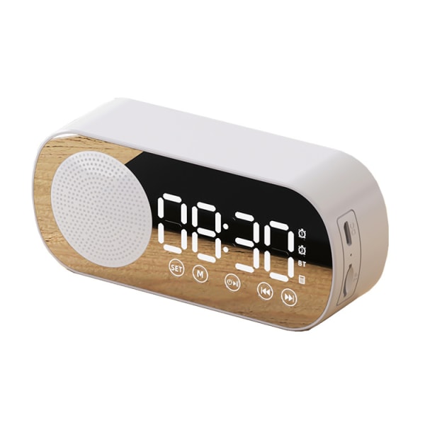 Multifunktionell smart FM-radio Bluetooth-högtalare väckarklocka spegelklocka (vit) white