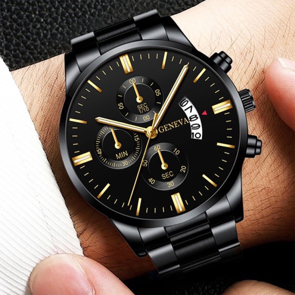 Men's calendar steel band watch quartz watch