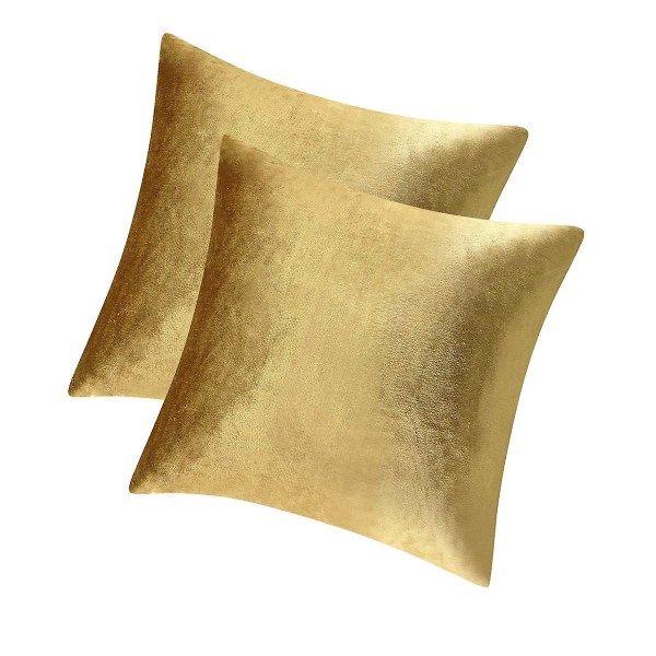 Guld sammet dekorativa kuddfodral för bäddsoffa 2-pack mjukt cover (guld, 18 X 18- set med 2) guld