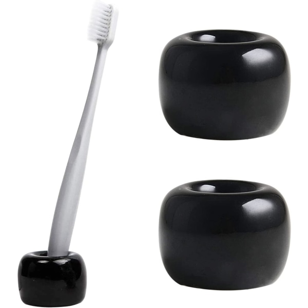2 st Keramiska tandborsthållare, förvaringsbox för tandborste svart