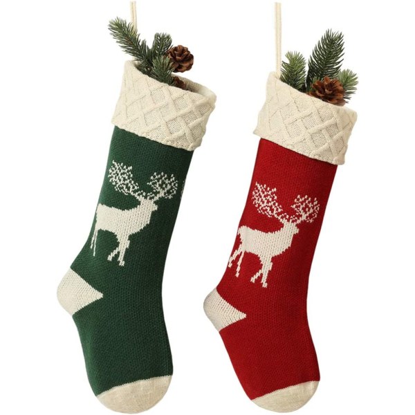 Reindeer Knitted Christmas Stockings - 46cm