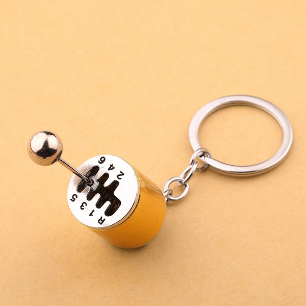 2-pack växelspaksnyckelring bilnyckelring metallväxelspaksnyckelhänge gult