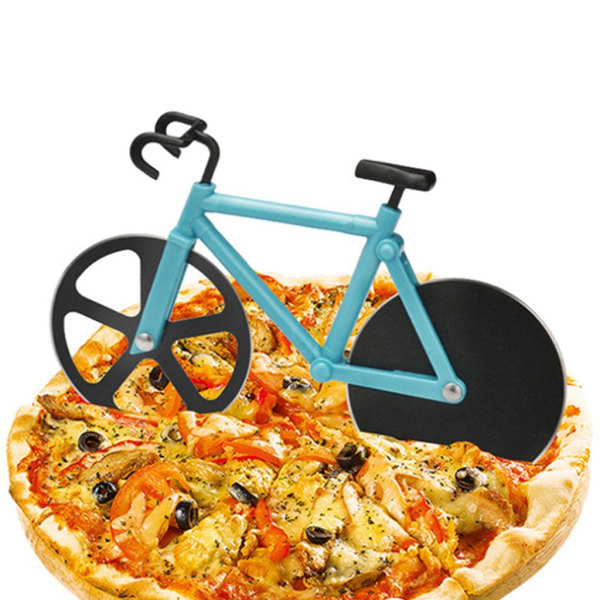 1 stk Rustfrit stål cykel pizzaskærer, pizza kogeplader værktøj blå