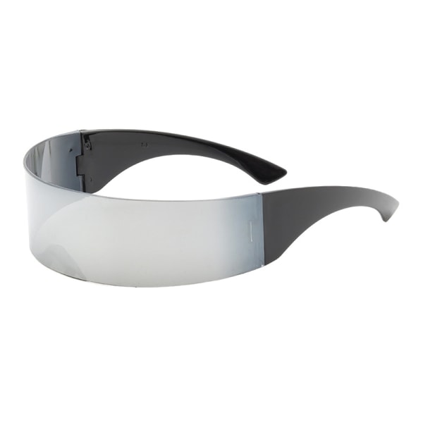 Creative Monoblock Shield Mirror Solbriller Cool Futuristic silver