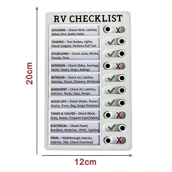 Bærbar Memo Plastic Sheet RV Checkliste white