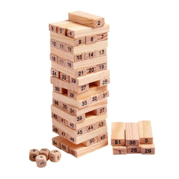 54pcs/set Non-toxic Children Kids Wooden Building Blocks Education Game Toy