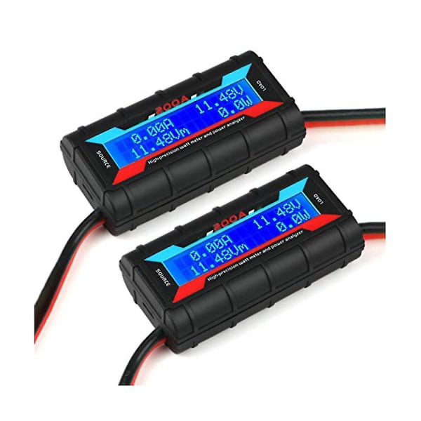 2 st 200a Power Analyzer Watt Meter Batteriförbrukning Prestanda Monitor Med LCD-bakgrundsbelysning För