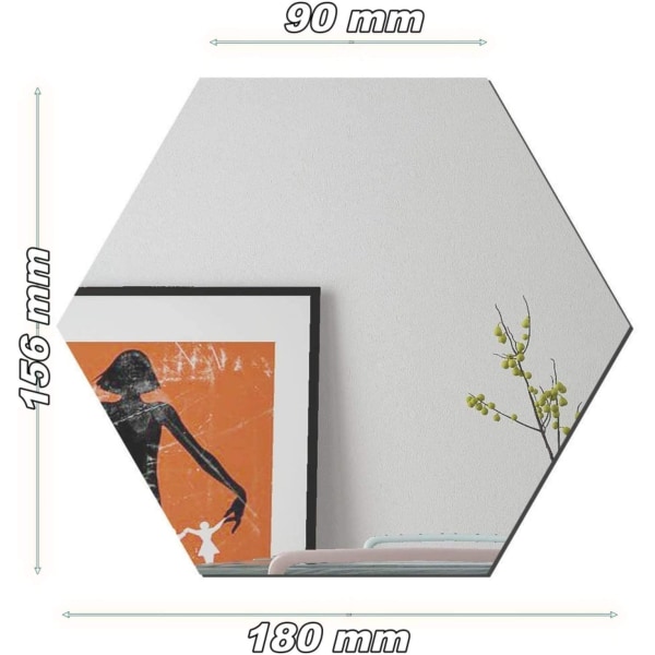 24st 9cm Hexagon Mirror Wall Stickers, Akryl Mirror Stickers 9 cm