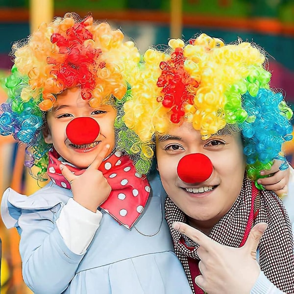 4 Pack Clown puku-klovni nenä Klovni peruukki Rusetti ja liivi Cosplay-bileisiin karnevaaleihin pukeutuminen R