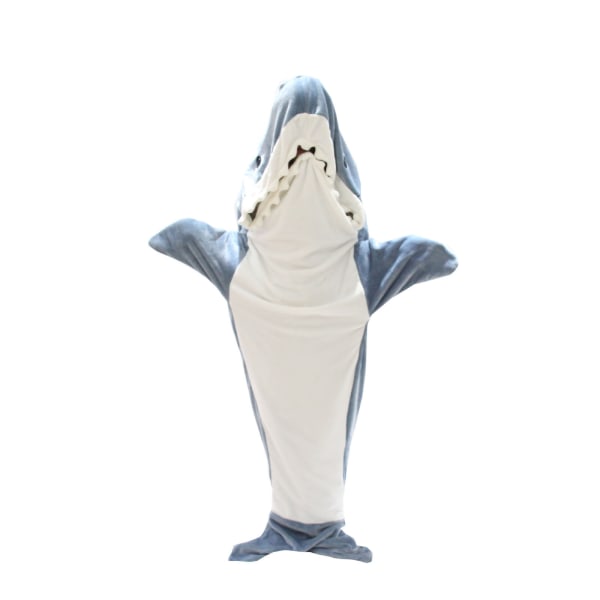 Haj-tæppe-hættetrøje til voksne - Haj-onesie til voksne - Bærbar hajtæppe - Haj i filt - Ultrablødt og hyggeligt flanel-hættetrøje - Haj-sovepose L l
