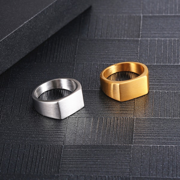 Matt glatt titan stål ring rustfritt stål ring for menn og kvinner Gold
