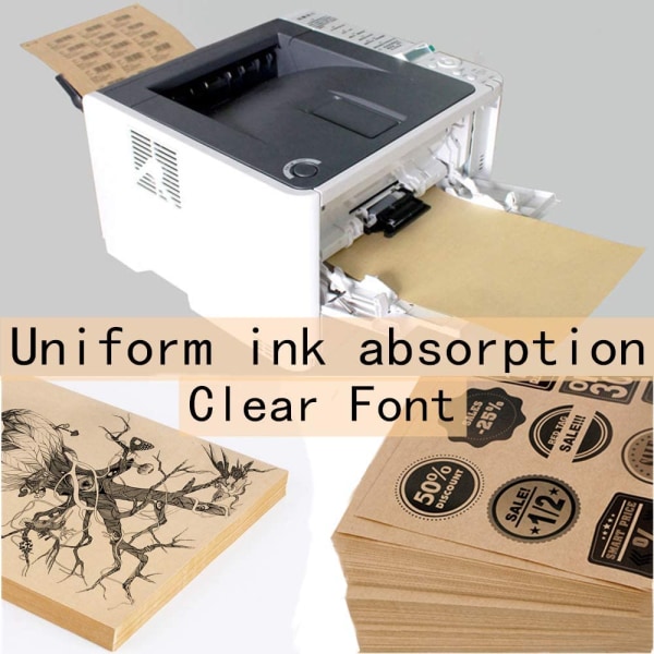50 ark A4 selvklæbende kraftpapir printbart kraftpapir