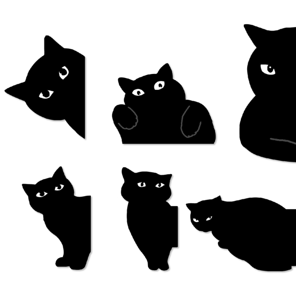 Magnetiske bogmærker - Sæt med 6 søde sorte kattebogmærkeholdere