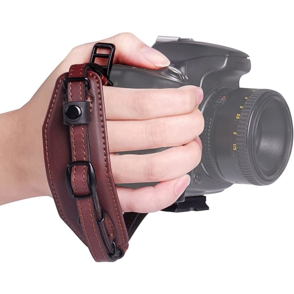 Bekvämt kameragreppsrem för Canon Nikon Sony SLR-kamera mm (Brun)