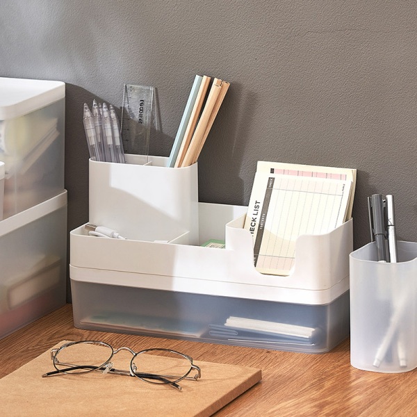 Desk organizer penholder sortering opbevaringsboks skrivebordsboks white