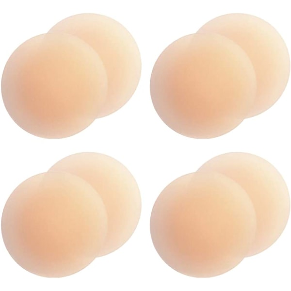 4 par slanke brystvorteskjolde til kvinder, genanvendelige selvklæbende medium skin tone