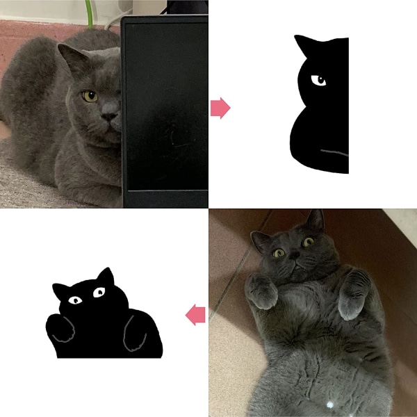 Magnetiske bokmerker - sett med 6 søte bokmerkeholdere for svart katt