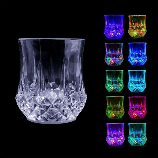 10 70ml små vinglas med färgad LED blinkande vätska