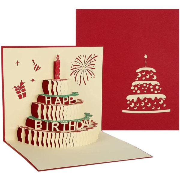 Syntymäpäivän pop-up kortti, 3D pop-up kakkupostikortti