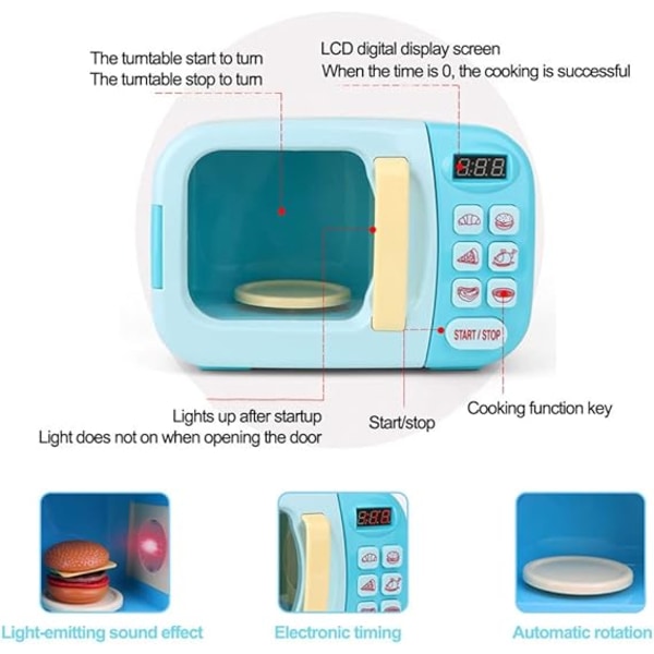 Kjøkken mikrobølgeovn lekesett Leken elektronisk ovn for barn med lekesett for barn (Tilfeldig mat) Kjøkken mikrobølgeovn lekesett