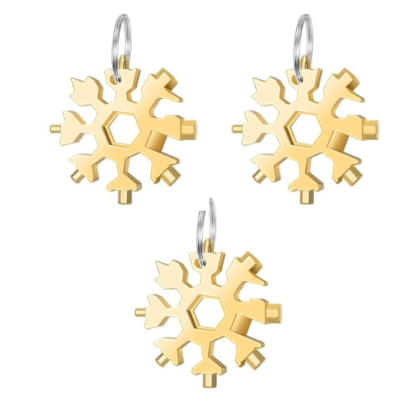 3-pakkaus Snowflake Multi-Tool 18-in-1 Phillips- set gold