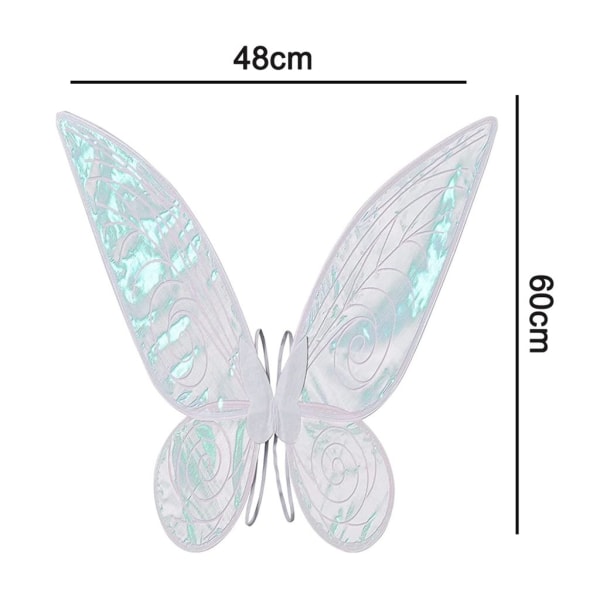 Børne Funklende Gennemsigtige Fe Vinger Halloween Alfe Kostume Engle Vinger Sommerfugl Voksen Fe Vinger til Piger green
