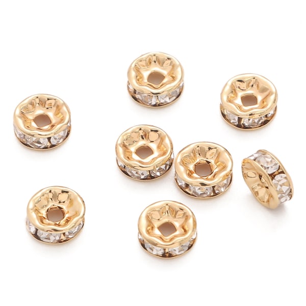 6 mm /Spacer, gull/Clara, 50 % gull Håndlaget armbånd med perler som tilbehør gold