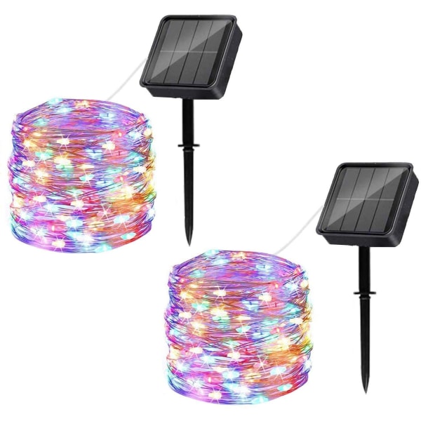 2st Utomhus Solar Fairy Lights, Koppartråd String Lights Colorful