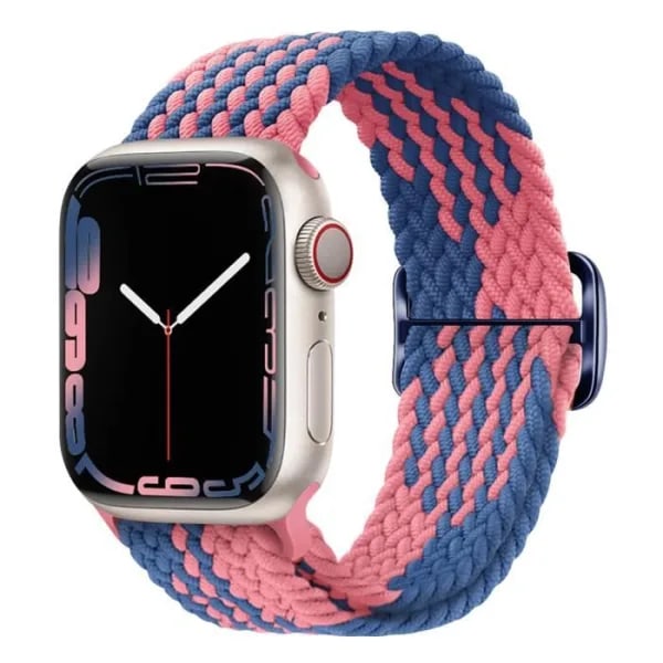 Rem til Apple Watch 41 mm / 40 mm / 38 mm åndbar flettet nylon blå / pink blue