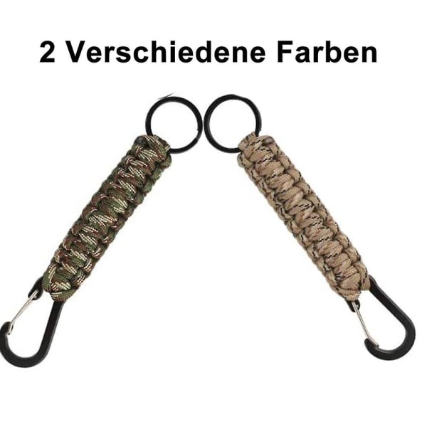 2 st nyckelbricka, utomhus Paracord nyckelring med karbinhake