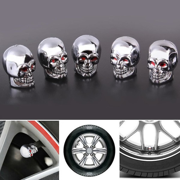 5 st Skull Tire Tire Wheel Bil Auto Ventiler Cap Damm Stam Cover Cykelmotocycle