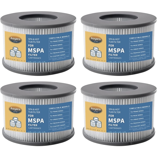 4st filterpatroner för Mspa badtunnafilter, poolfilter