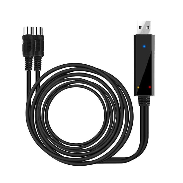 Midi till USB kabel Trådkontakt Controller Adapter 2 meter lång för datorpiano
