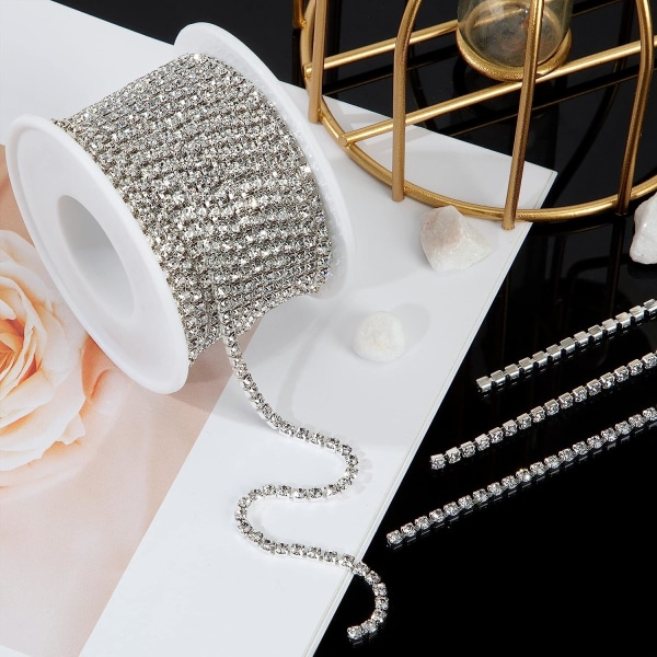 Krystal Rhinestone-kæde Klar dekorativ klokæde til gør-det-selv, syning, håndværk, smykkefremstilling