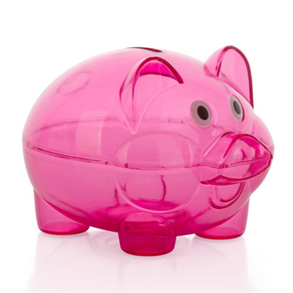 Tegneserie Søt sparegris Creative Transparent Plastic Piggy Bank rose red